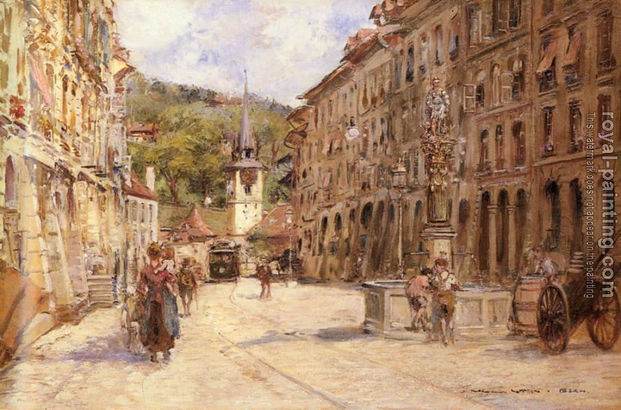 Georges Stein : A Street Scene In Bern Georges Stein : A Street Scene In Bern